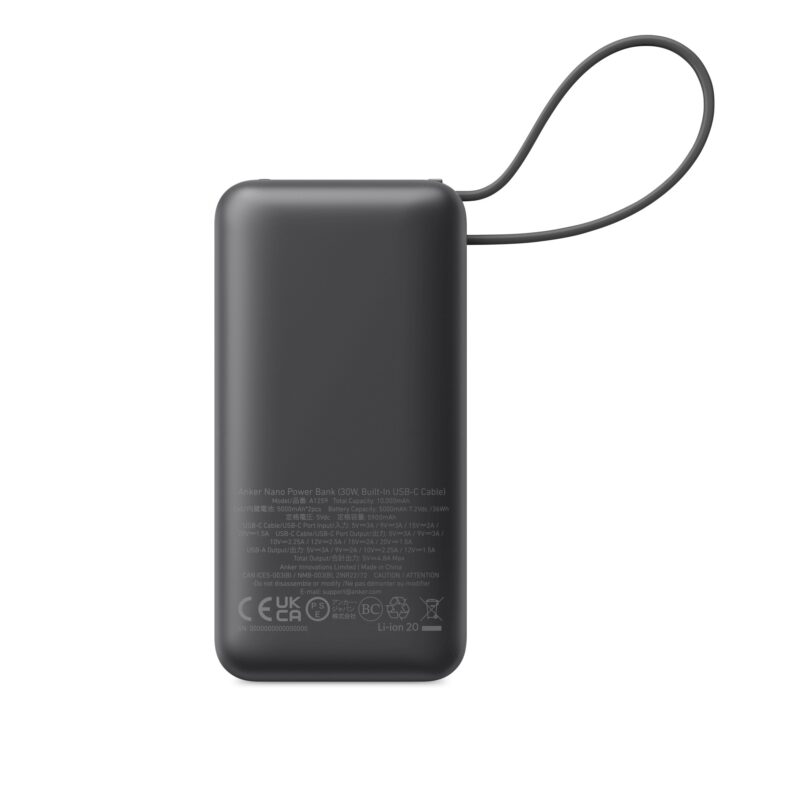 Built-In USB-C Cable) - Black - 2