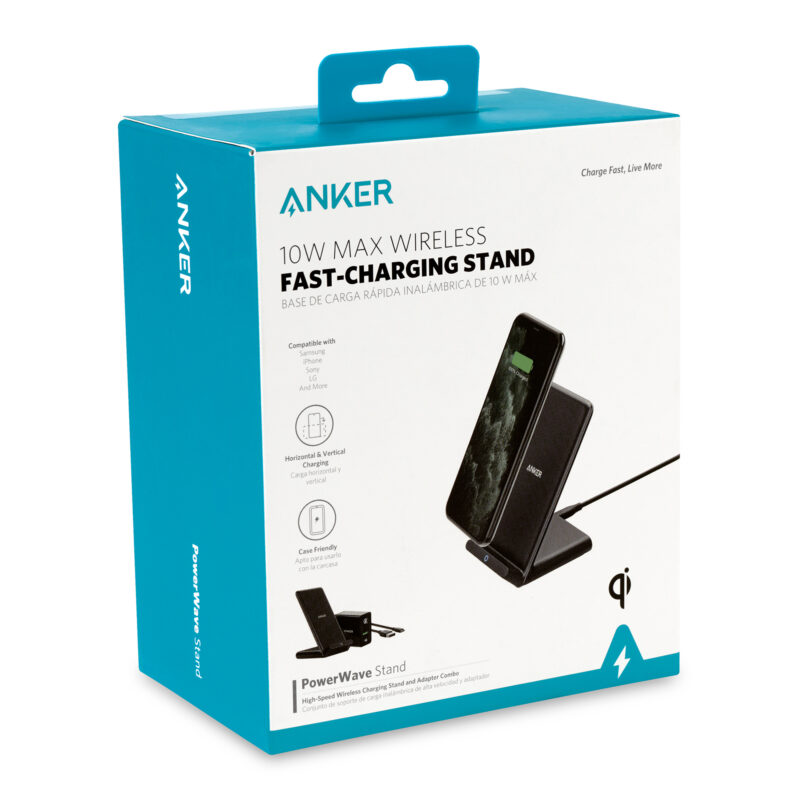Custom Anker PowerWave 10W Stand with Charger - Black - 3
