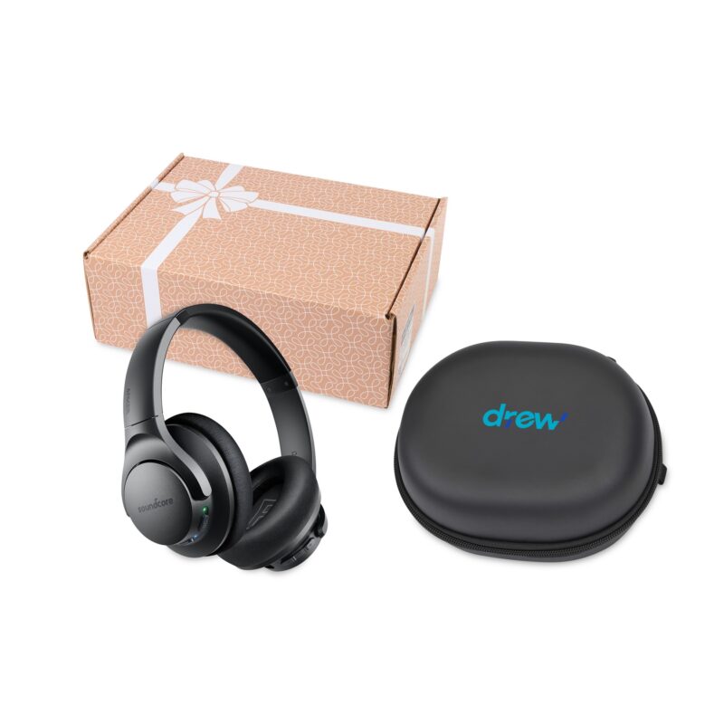 Custom Anker Soundcore Life Q20i Headphones & Travel Case Set - Black