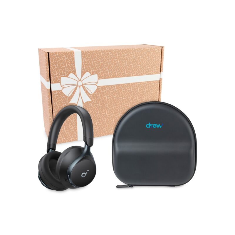 Custom Anker Soundcore Space One Headphones & Large Travel Case Set - Black